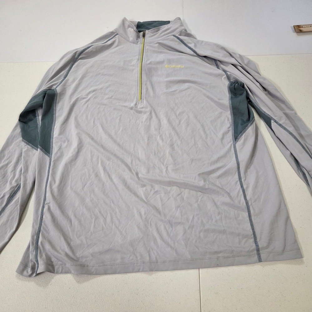 Columbia Omni-Freeze 1/4 Zip Pullover Mens XL Gray Teal Advanced Cooling Shirt